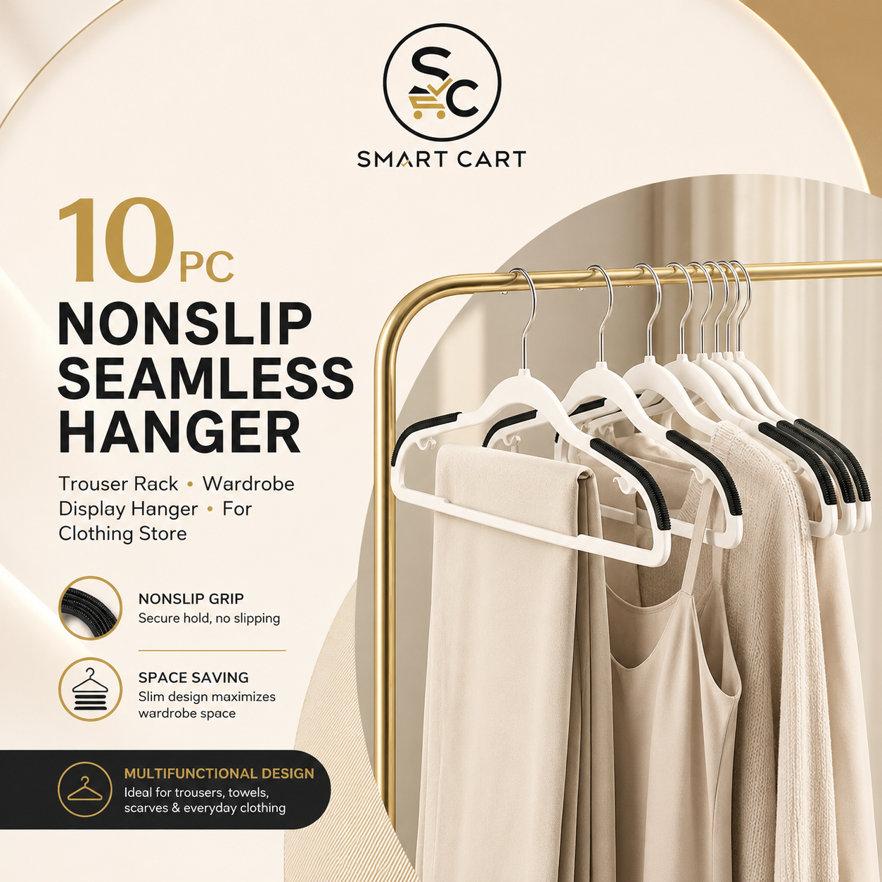 10PC NONSLIP SEAMLESS HANGER,TROUSER RACK,WARDROBE DISPLAY HANGER FIR CLOTHING STORE Ember