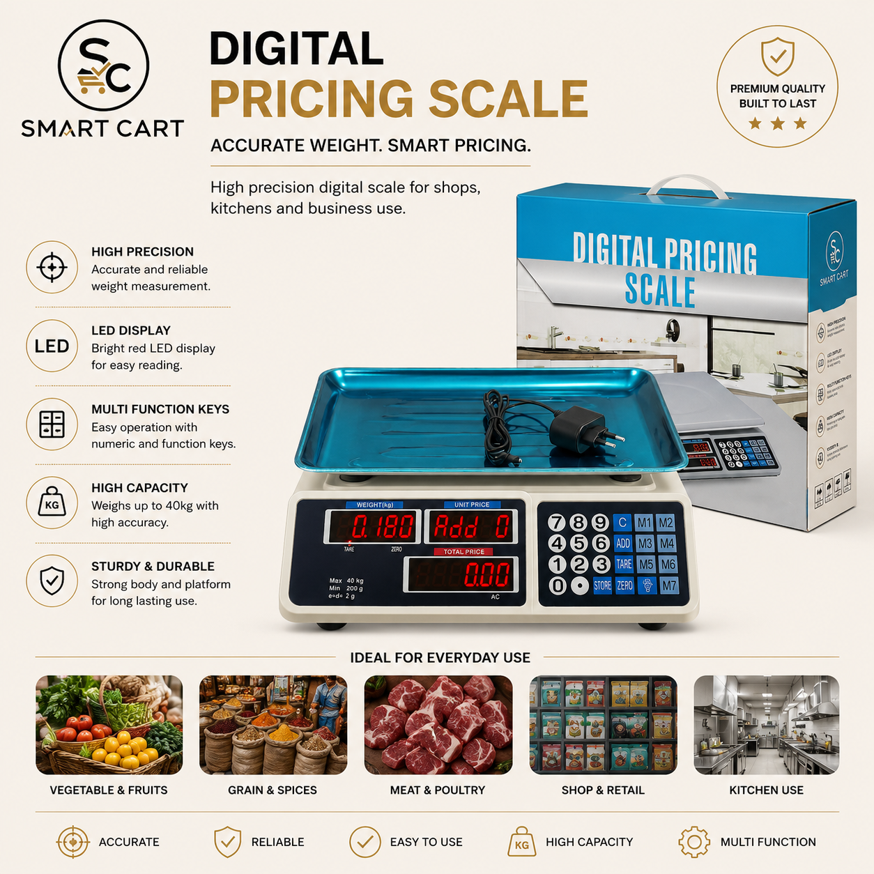 40KG DIGITAL PRICING SCALE(COMMERCIAL USE )