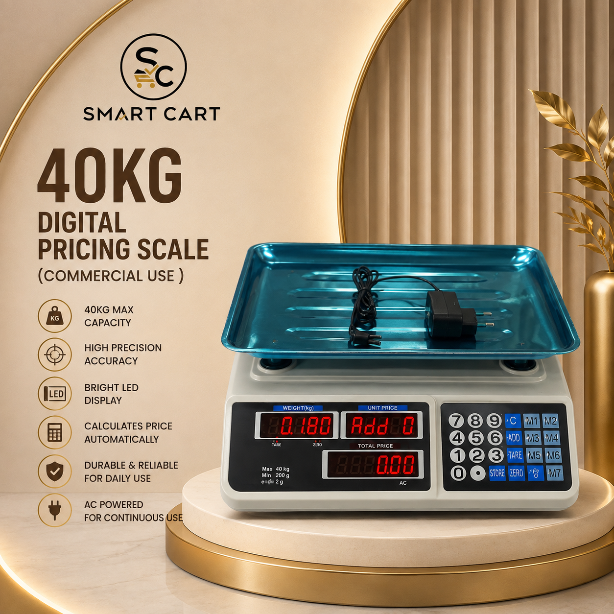 40KG DIGITAL PRICING SCALE(COMMERCIAL USE )