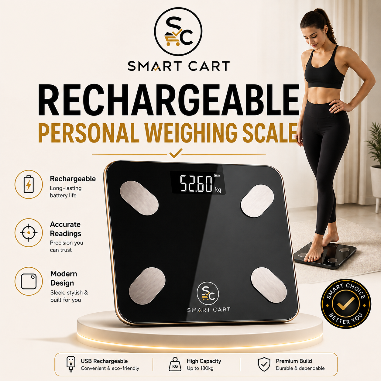 RECHARGEABLE PERSONAL WEIGHING SCALE