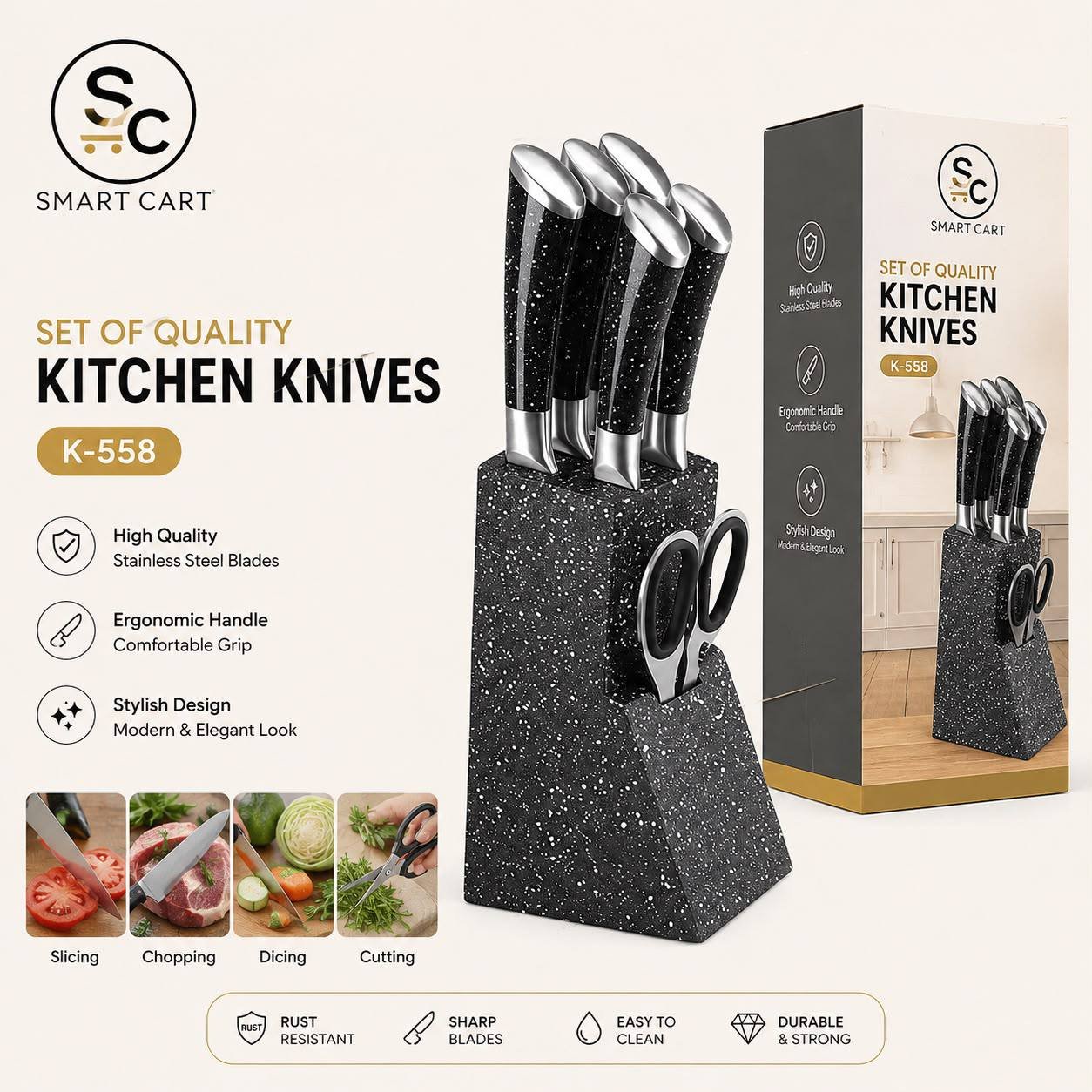 Set of quality kitchen knives