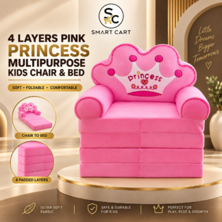 4 LAYERS PINK PRINCESS MULTIPURPOSE KIDS CHAIR AND BED