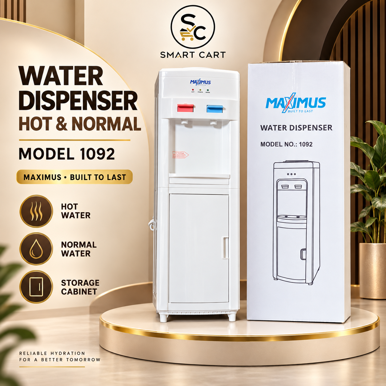 WATER DISPENSER HOT AND NORMAL 1092 (WHITE)