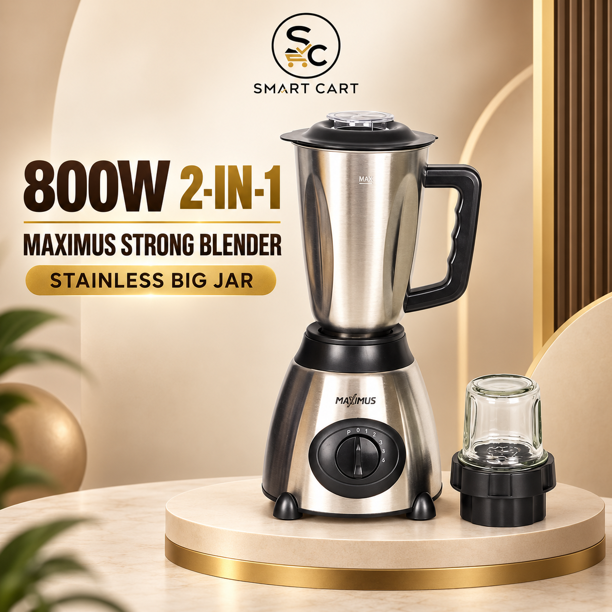 800WATT 2 IN 1 STAINLESS BIG JAR MAXIMUS STRONG BLENDER