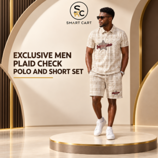 EXCLUSIVE MEN PLAID CHECK POLO AND SHORT SET